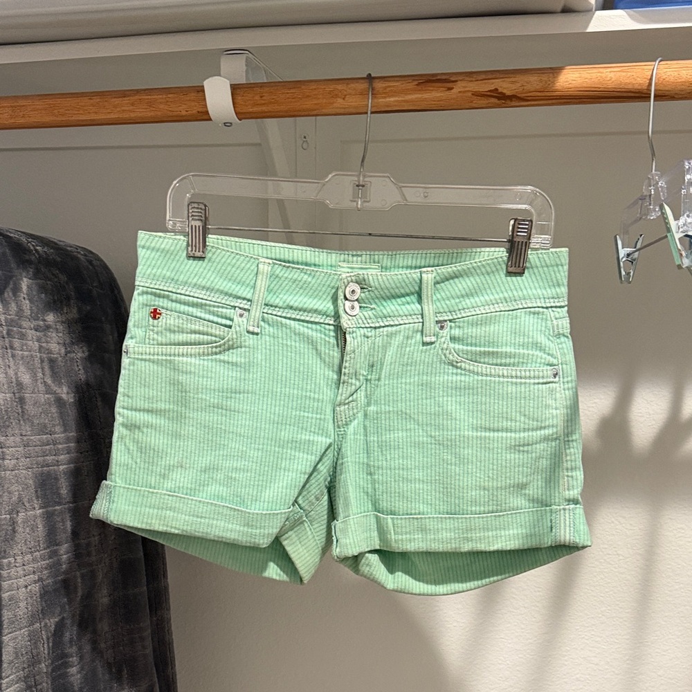 Hudson Jeans Mint Green Striped Women's Jean Shorts